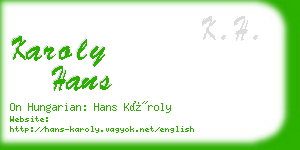 karoly hans business card